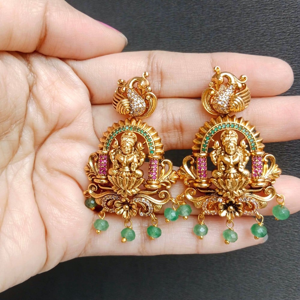 Handmade Brass Metal Jewellery Lakshmi Green Necklace Set